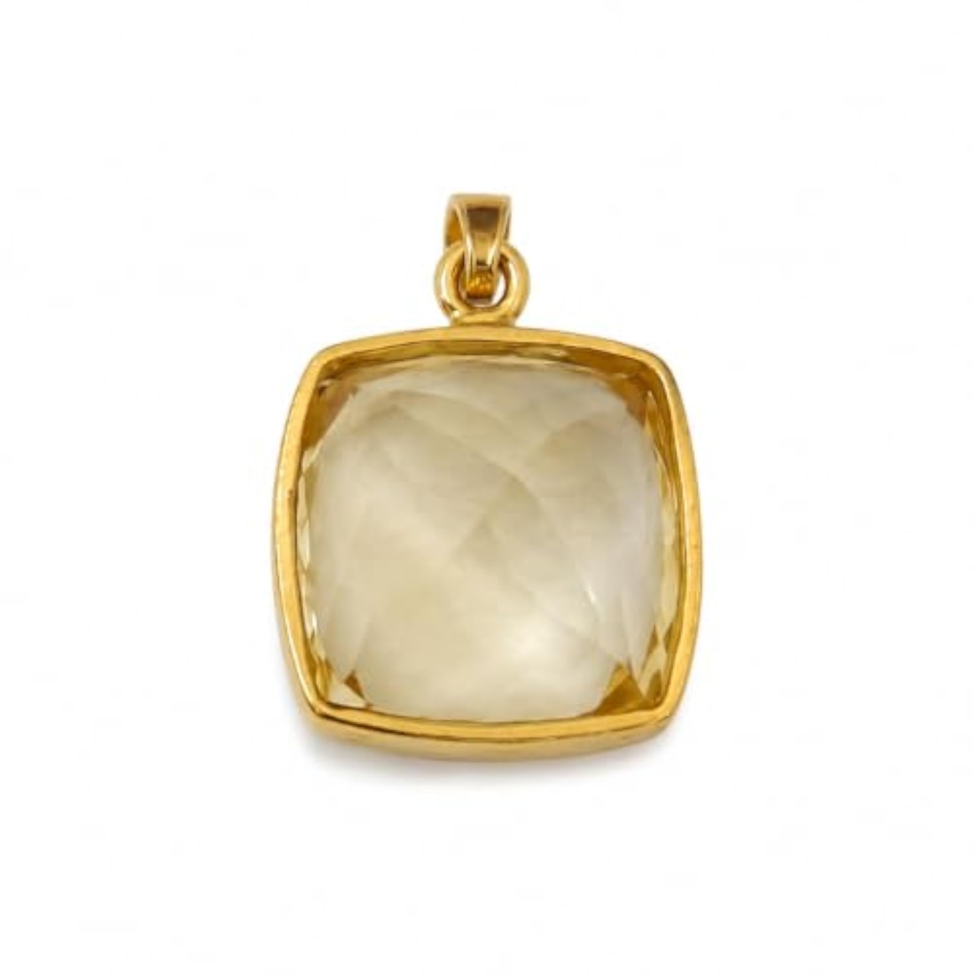 Women's 925 Silver Square Citrine Pendant with Certificate